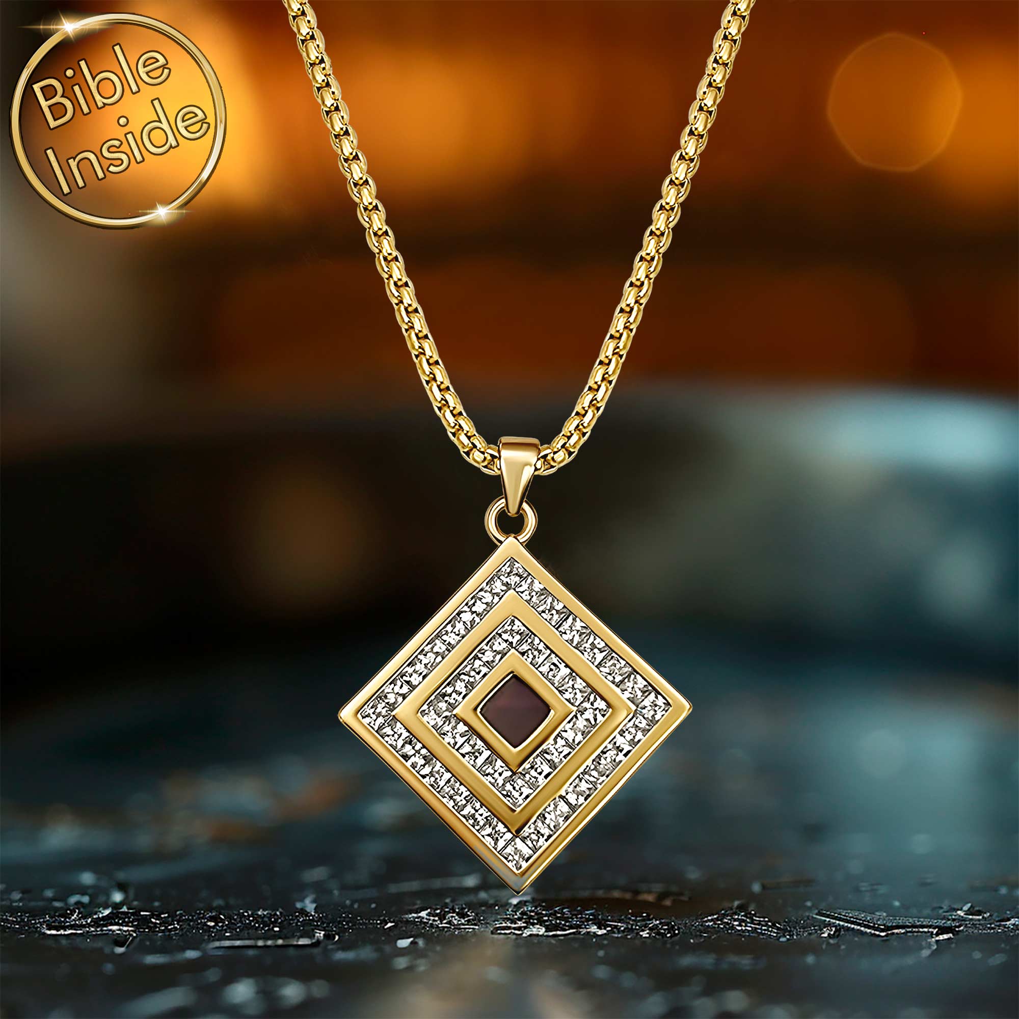Christian Gifts Store Gold Necklace with New Testament Bible Inside - My Nano Jewelry